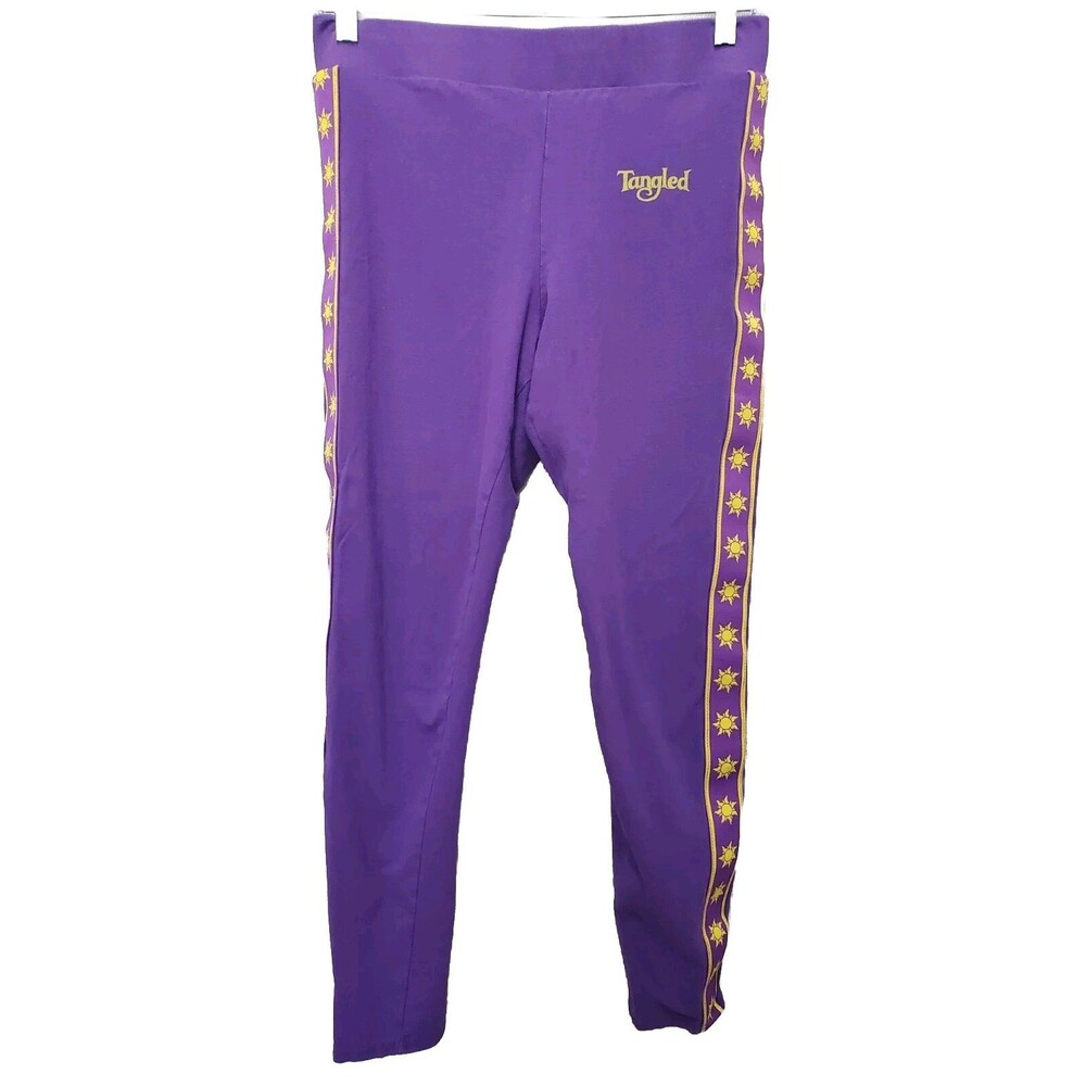 Disney x Hot Topic Purple Tangled Sun Taped Leggings Size Juniors Large